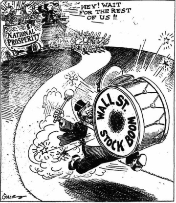 political cartoon on stock market crash in 1929